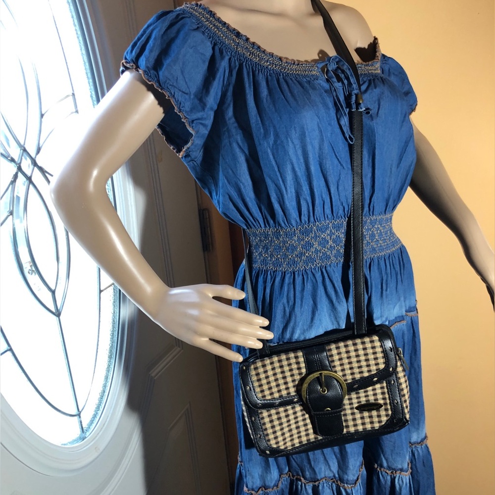 Longaberger Crossbody Brown Checkered Bag